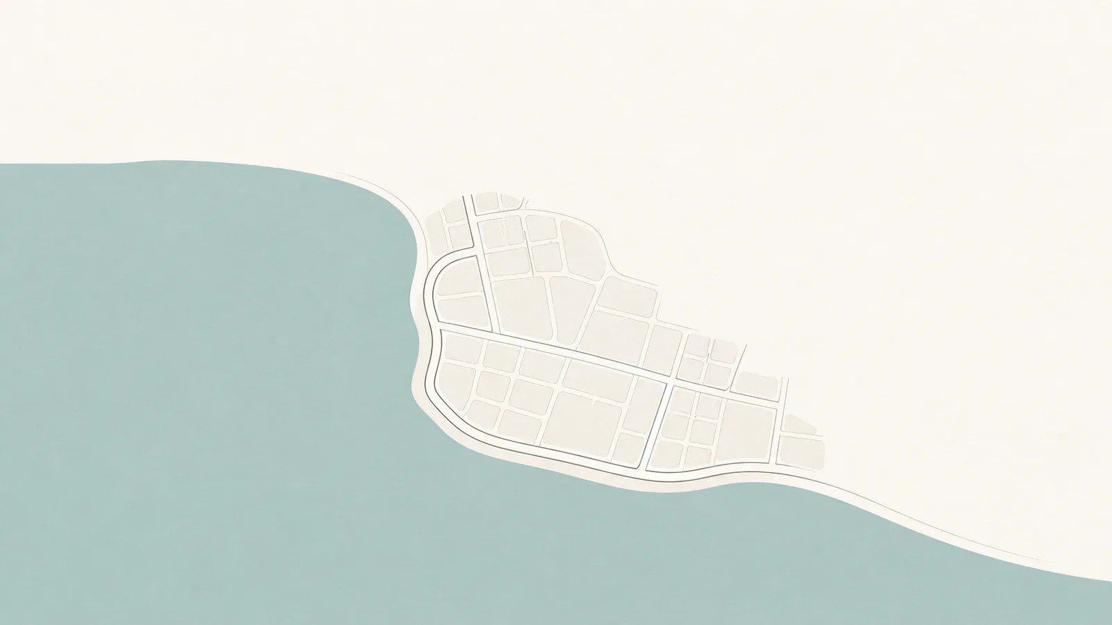 A simple map of the Central Pattaya & Pratumnak area of Pattaya, coastline and main roads