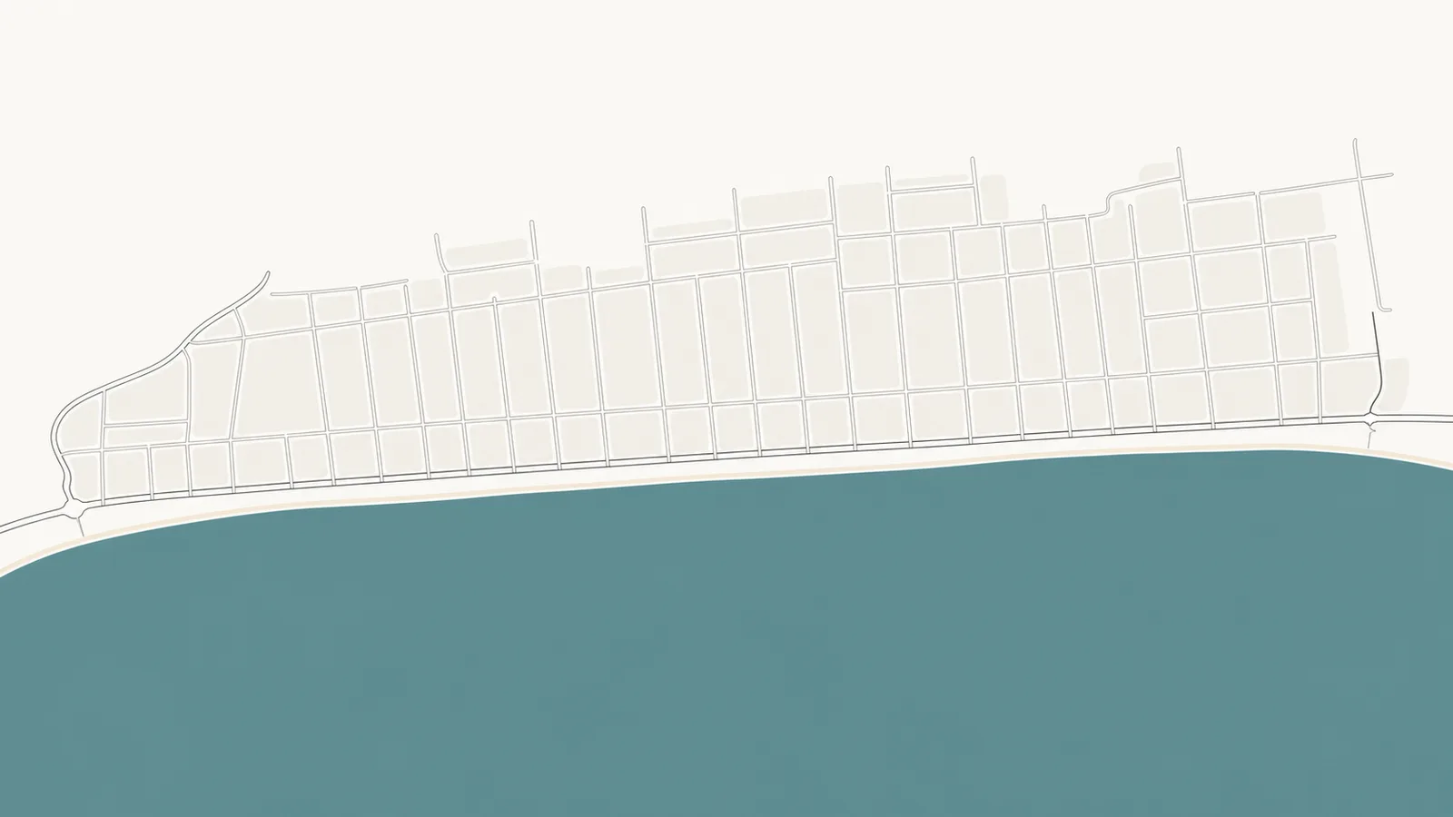 A simple map of the Jomtien area of Pattaya, coastline and main roads