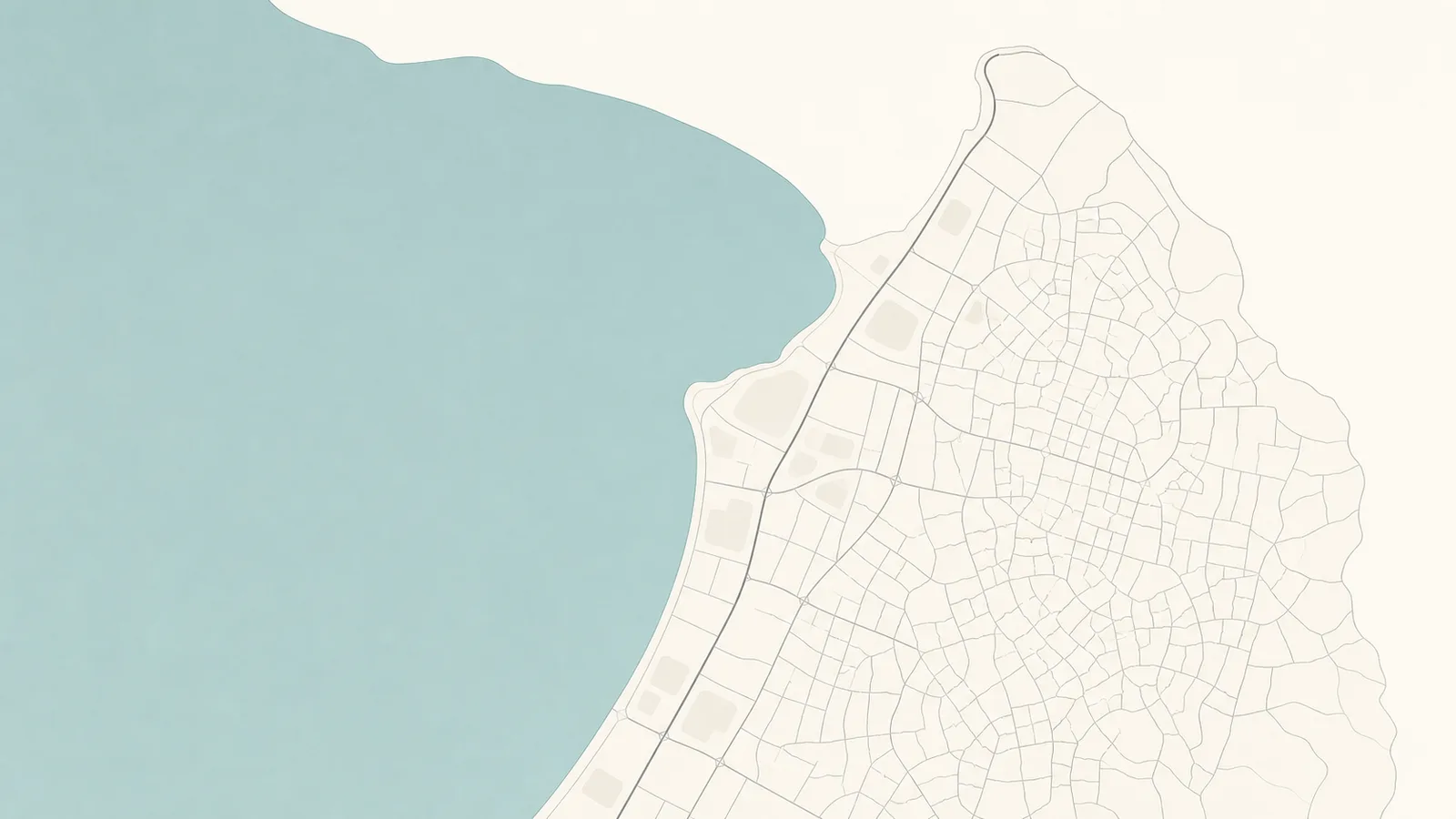 A simple map of the Naklua & Wongamat area of Pattaya, coastline and main roads